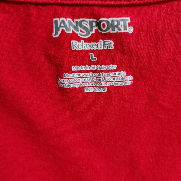 JanSport VMI Graphic Short Sleeve T-Shirt Red Cotton Relaxed Size L (runs small) - Picture 5 of 6